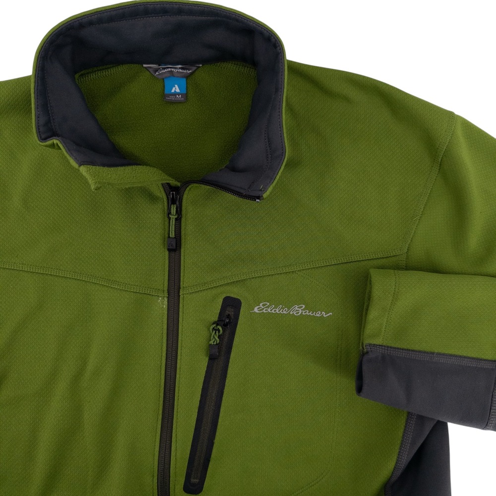 Eddie Bauer Men's Medium First Ascent Full Zip‎ Stretch Softshell Jacket Green